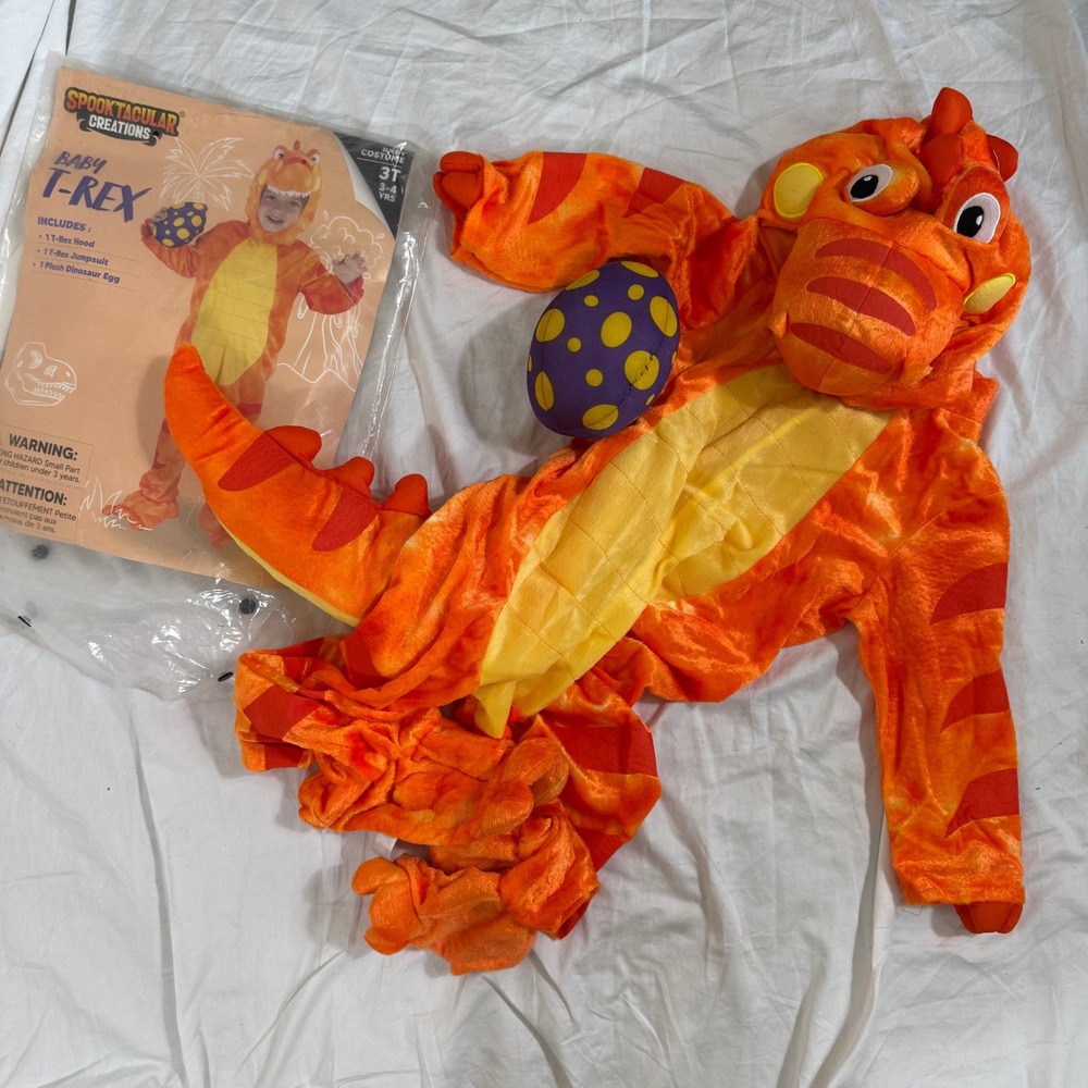 Spooktacular Creations Toddler T-Rex Costume Unisex 3T Orange Dinosaur